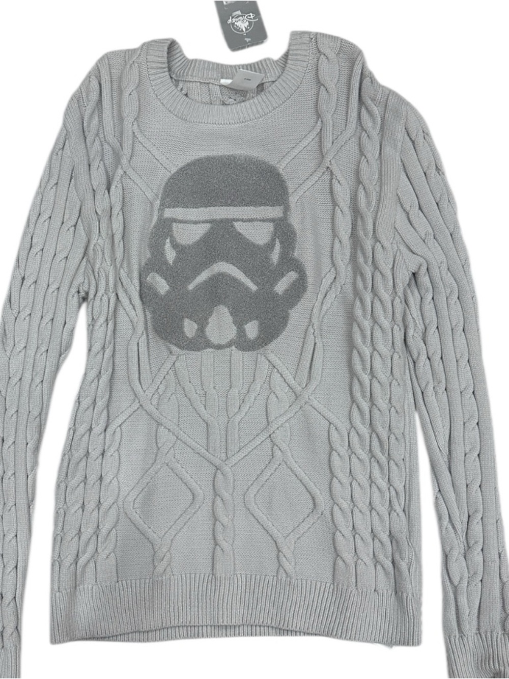 Star Wars Stormtrooper Cable Knit Sweater Gray Size L NWT - Picture 1 of 5